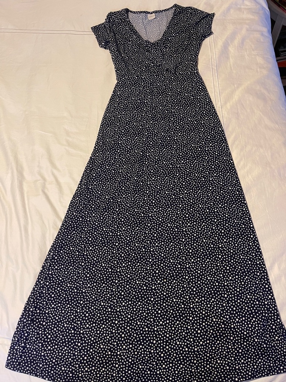 Kaileigh Black Maxi Dress with White Polka Dots